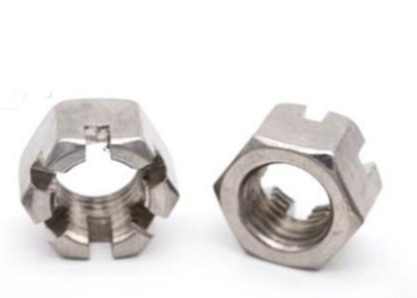 M4 Noix hexagonale à fente d'acier au carbone zinc galvanisé Din 935