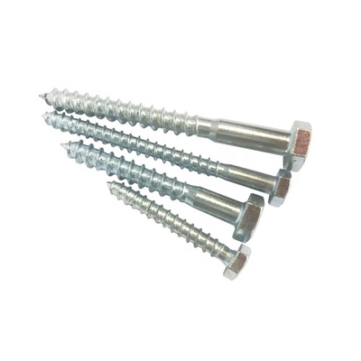 Fermetures Hex Head Bois vis en acier au carbone blanc zinc plaqué M6-M12 Din 571
