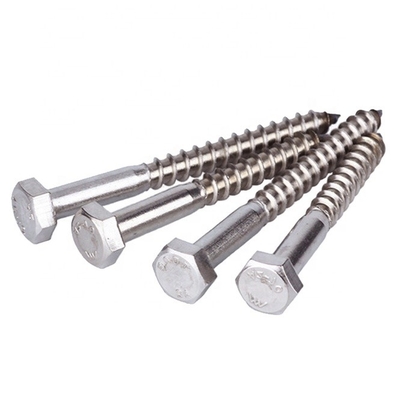 Fermetures Hex Head Bois vis en acier au carbone blanc zinc plaqué M6-M12 Din 571