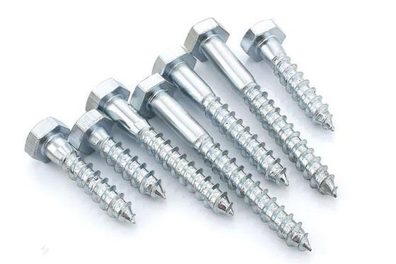 Fermetures Hex Head Bois vis en acier au carbone blanc zinc plaqué M6-M12 Din 571