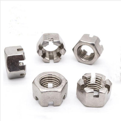Acier au carbone zinc galvanisé hexagonal à noix en fente M10 M12 Din 935