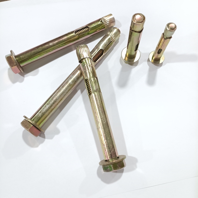Fermetures en acier au carbone jaune zinc hex flange écrousse type ancrage à manches pour l'industrie
