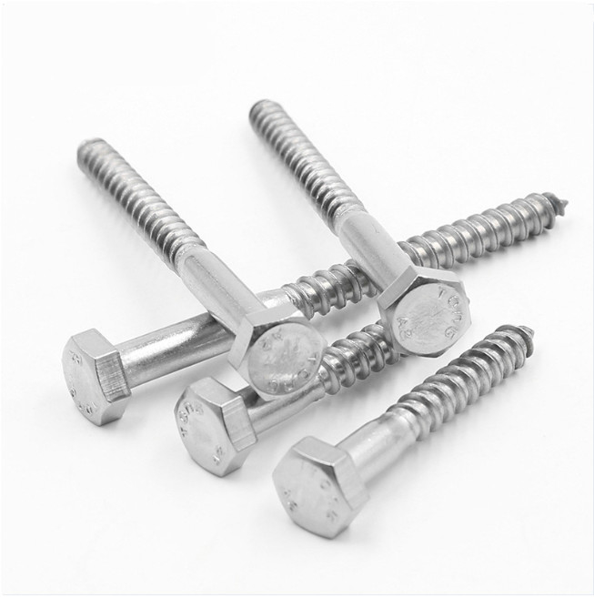 Fermetures Hex Head Bois vis en acier au carbone blanc zinc plaqué M6-M12 Din 571